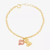 14K Gold Heart Charm Bracelet