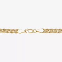 10K Tri-Color Gold 7.5 Inch Hollow Rope Chain Bracelet