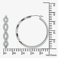 Diamonart White Cubic Zirconia Sterling Silver 18.5mm Oval Hoop Earrings