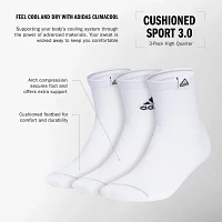 adidas Cushion Sport High 3 Pair Quarter Ankle Socks Mens