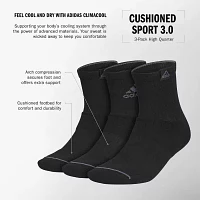 adidas Cushion Sport High 3 Pair Quarter Ankle Socks Mens