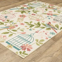 Covington Home Florentina Botanical Bird Cages Indoor Outdoor Rectangular Accent Rug