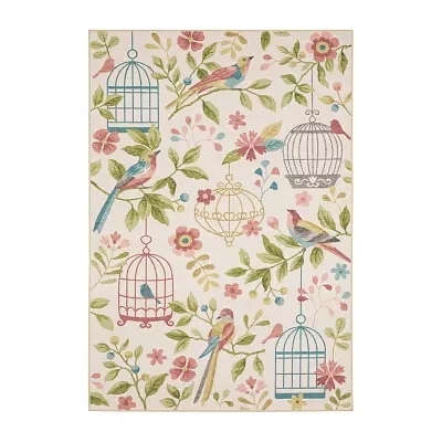 Covington Home Florentina Botanical Bird Cages Indoor Outdoor Rectangular Area Rug