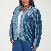 Alfred Dunner Harvest Moon Lightweight Velvet Plus Bomber Jacket