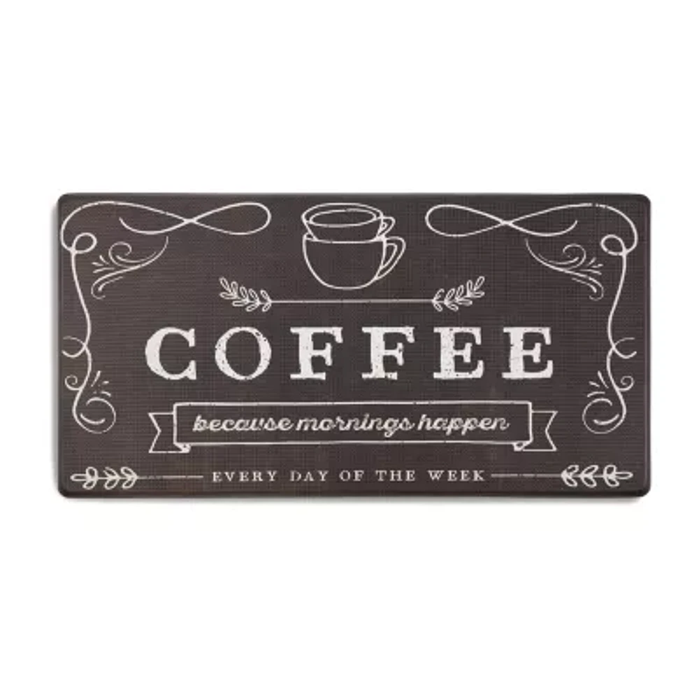 Nicole Miller Coffee Words 20" X 39" Indoor Rectangular Kitchen Mat