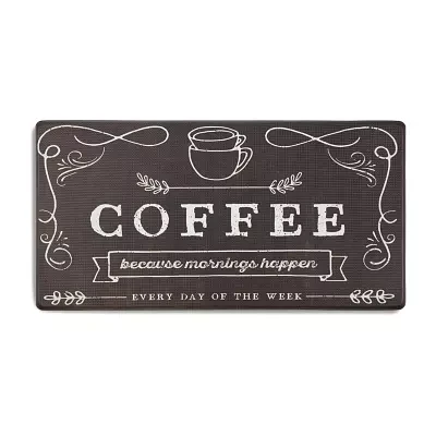 Nicole Miller Coffee Words 20" X 39" Indoor Rectangular Kitchen Mat