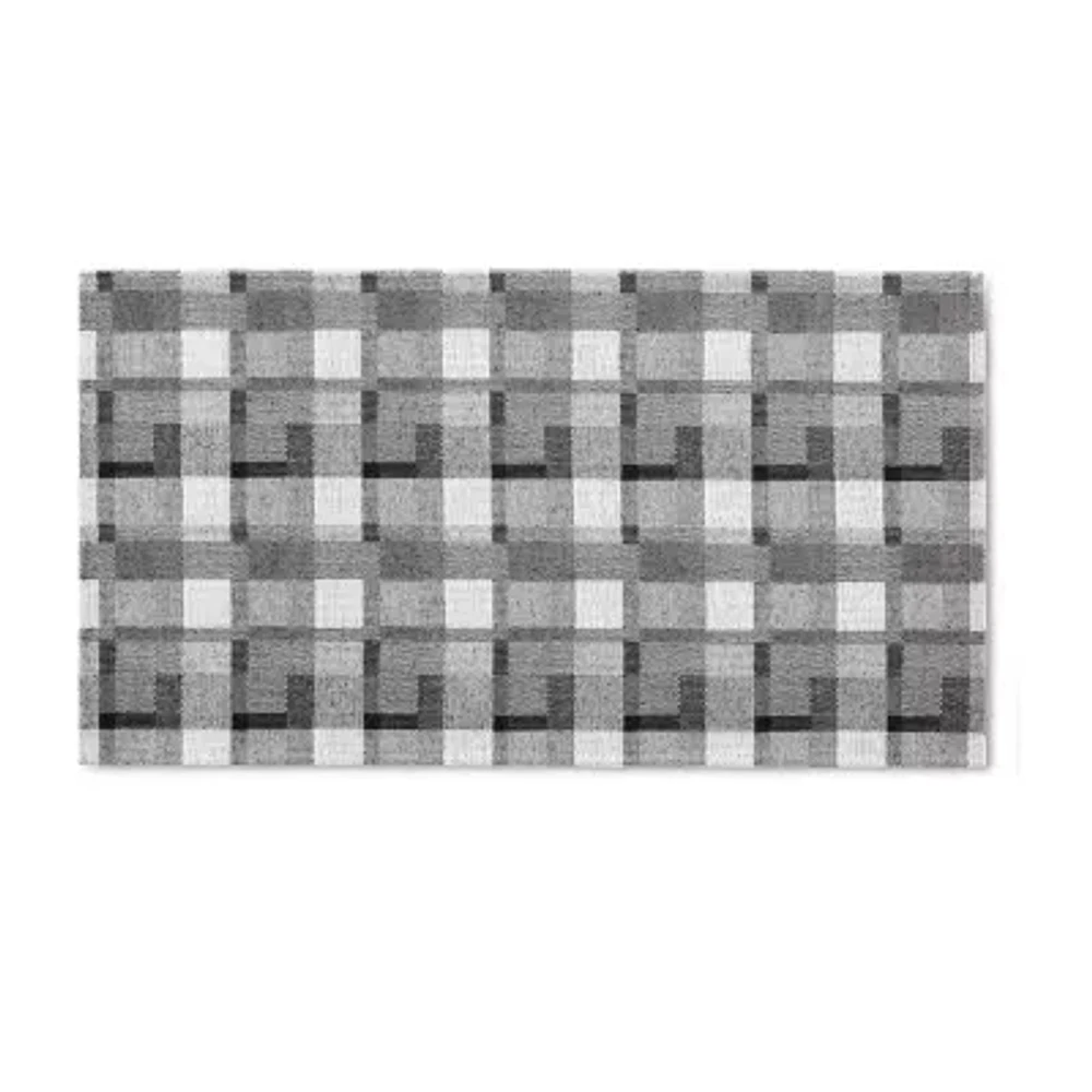 Martha Stewart Owens Air 20" X 36" Plaid Indoor Rectangular Kitchen Mat