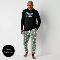 North Pole Trading Co. Mens Tall Microfleece Crew Neck Long Sleeve 2-pc. Matching Family Pant Pajama Set