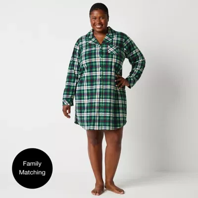 North Pole Trading Co. Womens Plus Long Sleeve Matching Family Nightshirt