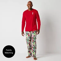 North Pole Trading Co. Mens Tall Microfleece Crew Neck Long Sleeve 2-pc. Matching Family Pant Pajama Set