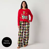 Womens Dr. Seuss Grinch Tall Crew Neck Long Sleeve 2-pc. Matching Family Pant Pajama Set