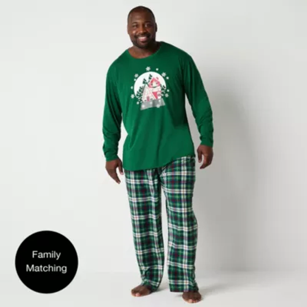 North Pole Trading Co. Mens Big Crew Neck Long Sleeve 2-pc. Matching Family Pant Pajama Set