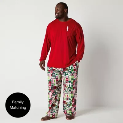 North Pole Trading Co. Mens Big Microfleece Crew Neck Long Sleeve 2-pc. Matching Family Pant Pajama Set