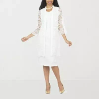 Giovanna Signature Womens Embellished Jacket Dress Plus