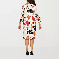 Giovanna Signature Womens 3/4 Sleeve Embellished Floral Shift Dress Plus