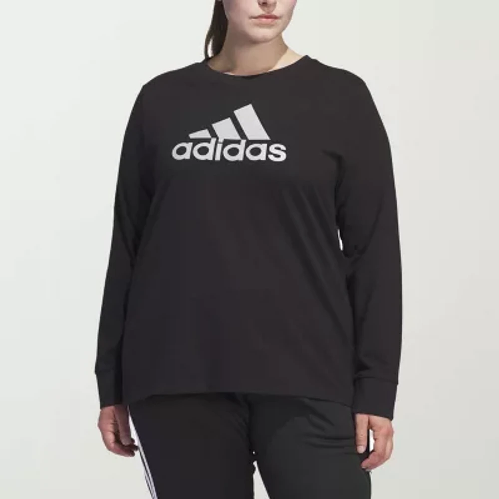 adidas Big Logo Long Sleeve Tee (Plus Size)