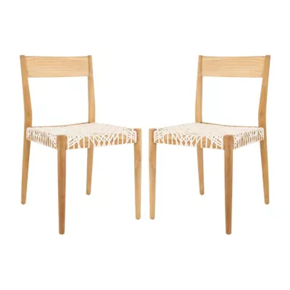 Pranit Dining Chair with Woven Leather Seat - Set of 2