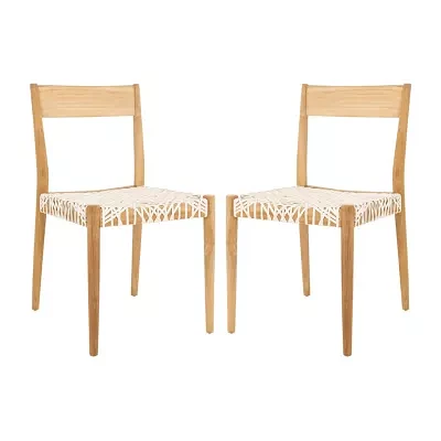 Pranit Dining Chair with Woven Leather Seat - Set of 2