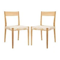 Pranit Dining Chair with Woven Leather Seat - Set of 2