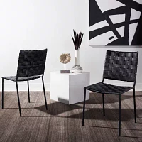 Wesson Leather Basket Woven Dining Chair - Set of 2