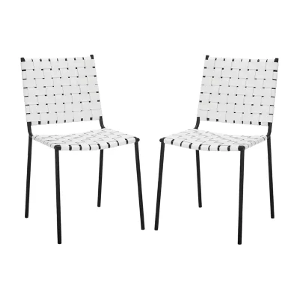 Wesson Leather Basket Woven Dining Chair - Set of 2