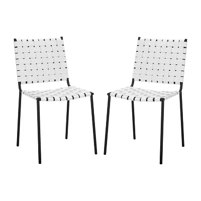 Wesson Leather Basket Woven Dining Chair - Set of 2