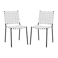 Wesson Leather Basket Woven Dining Chair - Set of 2