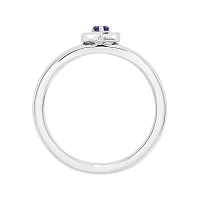 Personally Stackable Sterling Silver Amethyst Heart Ring