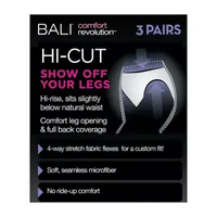 Bali Comfort Revolution® 3 Pack Average + Full Figure Seamless Cooling Multi-Pack High Cut Panty Ak83