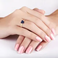 Womens Lab Created Sapphire 10K Gold Heart Solitaire Cocktail Ring