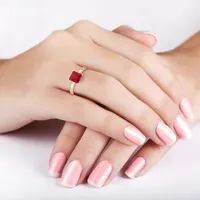 Womens Lab Created Red Ruby 10K Gold Solitaire Cocktail Ring