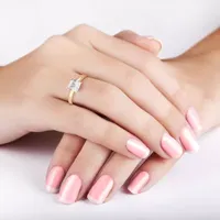 Womens Lab Created Sapphire 10K Gold Solitaire Cocktail Ring