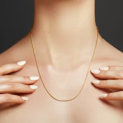 10K Gold 22 Inch Solid Box Chain Necklace