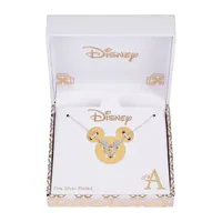 Disney Classics Initial Cubic Zirconia Pure Silver Over Brass 16 Inch Link Mickey Mouse Pendant Necklace