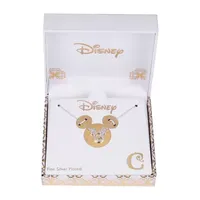 Disney Classics Initial Cubic Zirconia Pure Silver Over Brass 16 Inch Link Mickey Mouse Pendant Necklace