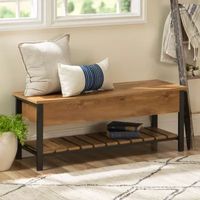 Open-Top Storage Bench with Shoe Shelf