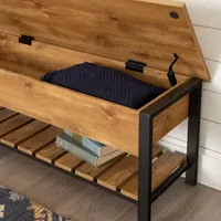 Open-Top Storage Bench with Shoe Shelf