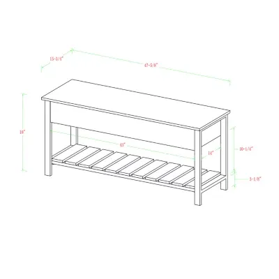 Open-Top Storage Bench with Shoe Shelf