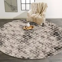 Weave And Wander Roundveda Abstract Indoor Round Area Rug