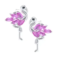 Silver Treasures Flamingo Cubic Zirconia Sterling Silver 16.2mm Stud Earrings