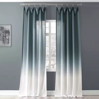 Exclusive Fabrics & Furnishing Ombre Faux Linen Rod Pocket Light-Filtering Single Curtain Panels