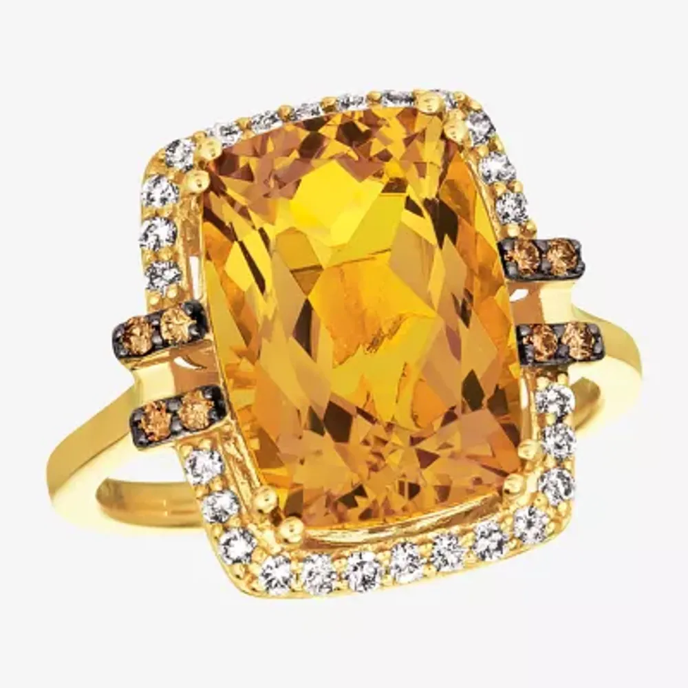 Le Vian® Grand Sample Sale™ Ring featuring 6 CT. Cinnamon Citrine® 1/4 CT. Nude Diamonds™  1/15 CT. Chocolate Diamonds® set in 14K Honey Gold™