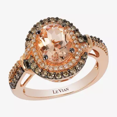 Le Vian® Grand Sample Sale™ Ring featuring 1  1/3 CT. Peach Morganite™ Chocolate Diamonds®  1/6 Vanilla set 14K Strawberry Gold®