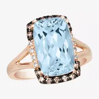 Le Vian® Grand Sample Sale™ Ring featuring 6  3/8 CT. Blue Topaz 1/5 Chocolate Diamonds® 1/20 Nude Diamonds™ set 14K Strawberry Gold®