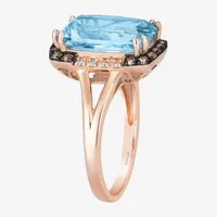 Le Vian® Grand Sample Sale™ Ring featuring 6  3/8 CT. Blue Topaz 1/5 Chocolate Diamonds® 1/20 Nude Diamonds™ set 14K Strawberry Gold®