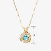 Womens Genuine Blue Topaz 18K Gold Over Silver Pendant Necklace