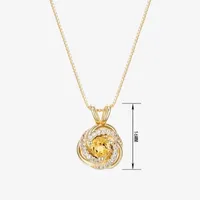 Womens Genuine Yellow Citrine 18K Gold Over Silver Pendant Necklace