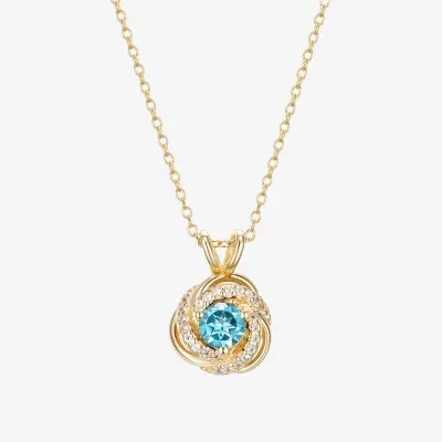 Womens Genuine Blue Topaz 18K Gold Over Silver Pendant Necklaces