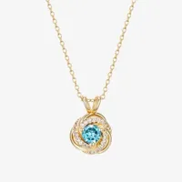 Womens Genuine Blue Topaz 18K Gold Over Silver Pendant Necklace