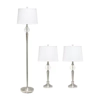 All the Rages Lalia Home Crystal Drop 3-pc. Lamp Set